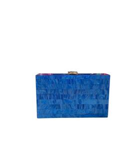 Clutch Rectangular Rayas Azules para Mujer