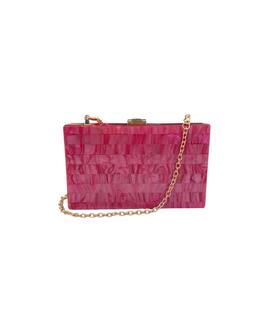 Clutch Rectangular Rayas Rosas para Mujer