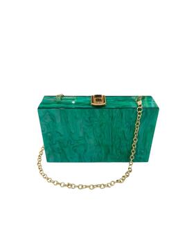 Clutch Rectangular Cierre Metalico Verde para Mujer