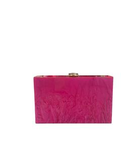 Clutch Rectangular Cierre Metalico Fucsia para Mujer