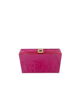 Clutch Rectangular Cierre Metalico Fucsia para Mujer