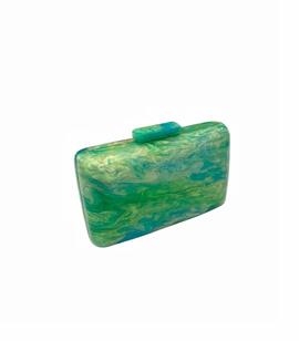 Clutch Redondeado Efecto Piedra Verde para Mujer