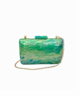 Clutch Redondeado Efecto Piedra Verde para Mujer
