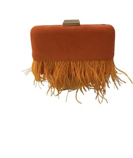 Clutch Plumas Naranja para Mujer