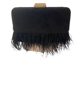 Clutch Plumas Negro para Mujer