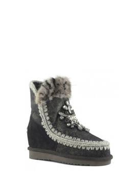 Botas MOU Inner Wedge Frint heart plateada para mujer