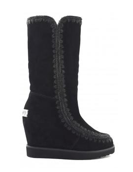 Botas MOU Eskimo French Toe Wedge Tall negro para mujer