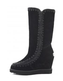 Botas MOU Eskimo French Toe Wedge Tall negro para mujer