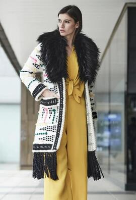 Abrigo Largo Mohair flecos Tacia para Mujer