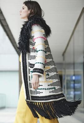 Abrigo Largo Mohair flecos Tacia para Mujer