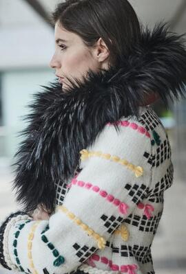 Abrigo Largo Mohair flecos Tacia para Mujer