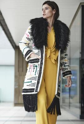 Abrigo Largo Mohair flecos Tacia para Mujer