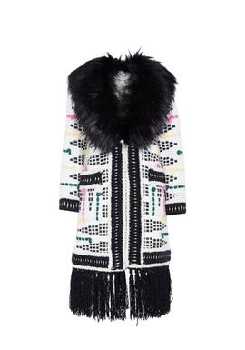 Abrigo Largo Mohair flecos Tacia para Mujer