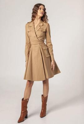 Vestido Masavi Sarga Midi Camel para Mujer