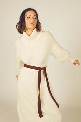 Vestido Montoto Cuello Alto Crudo para Mujer