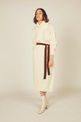 Vestido Montoto Cuello Alto Crudo para Mujer