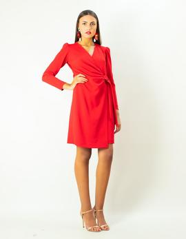 Vestido Oky Rojo Cruzado en Crepe Rojo para Mujer