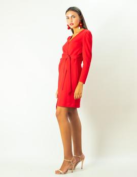 Vestido Oky Rojo Cruzado en Crepe Rojo para Mujer