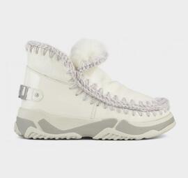 Mou Eskimo Trainer Big Metallic Letter Logo White para Mujer