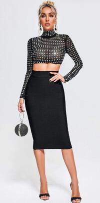 Falda Tubo Negra para Mujer