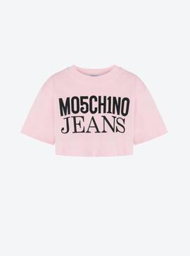Camiseta Moschino Crop Rosa para Mujer