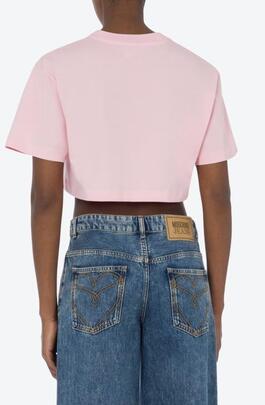 Camiseta Moschino Crop Rosa para Mujer