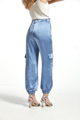 Pantalón Senay Saten Vintage Azul para Mujer