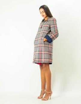 Abrigo Oky Cuadros Azules y Rojos Reversible