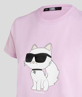 Camiseta Karl Lagerfeld Ikonik Choupette Lila para Mujer