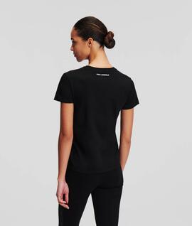 Camisetas Karl Lagerfeld Logo Brillos Negra para Mujer