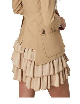 Falda Highly Preppy Volantes Camel para Mujer