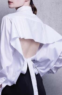 Camisa Revise Espalda Abierta Blanca para Mujer