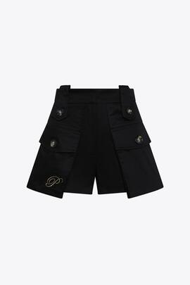 Short Highly Preppy Bolsillos Cargo Negro para Mujer