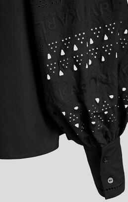 Camisa De Hombros Descubiertos Bordado Negro para Mujer