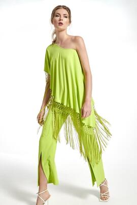 Pantalón Oky Tunol Acrepado Verde Fluor para Mujer