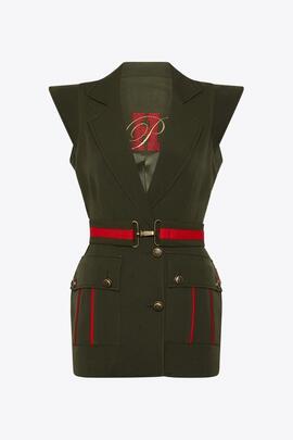 Chaqueta Highly Preppy Militar Verde para Mujer