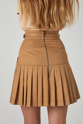 Falda Highly Preppy Tableada Camel para Mujer