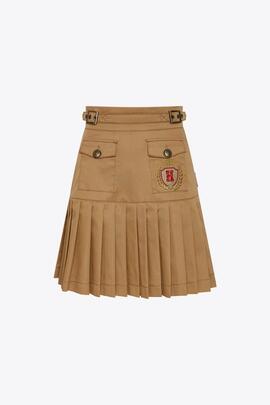 Falda Highly Preppy Tableada Camel para Mujer