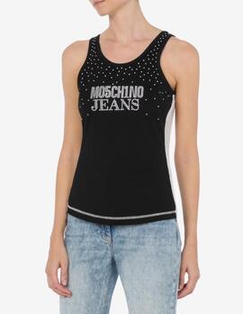 Top Moschino Negro con Brillos para Mujer