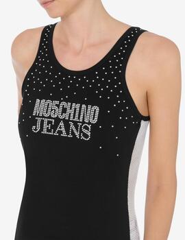 Top Moschino Negro con Brillos para Mujer