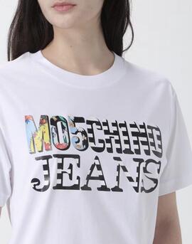 Camiseta Moschino Letras Multicolor Blanca para Mujer