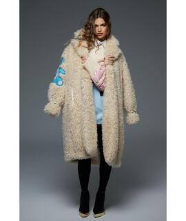 Abrigo LeCruel Pelo Oso Beige para Mujer