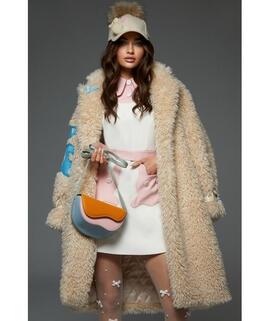 Abrigo LeCruel Pelo Oso Beige para Mujer