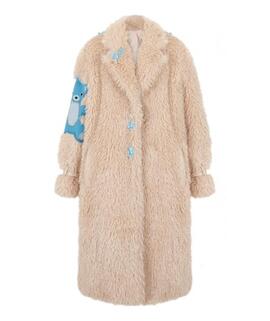 Abrigo LeCruel Pelo Oso Beige para Mujer