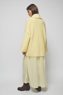 Abrigo Montoto Rizo Corto Amarillo para Mujer