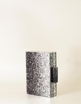 Clutch Cuadrado Purpurina Gris