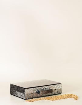 Clutch Cuadrado Purpurina Gris