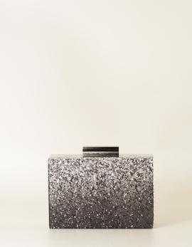 Clutch Cuadrado Purpurina Gris