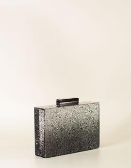 Clutch Cuadrado Purpurina Gris