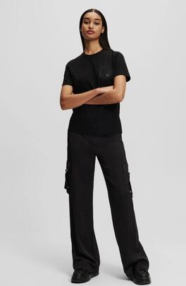 Pantalón Karl Lagerfeld Cargo Satén Negro